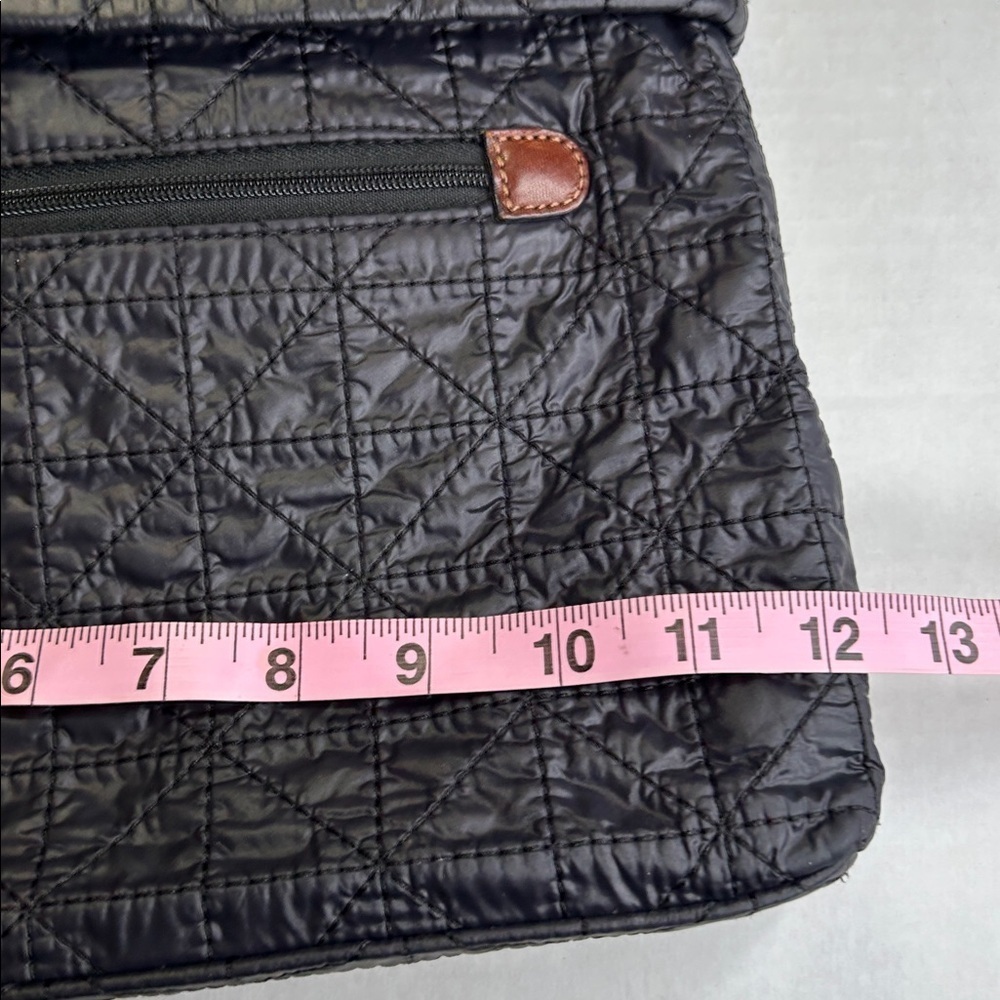 BRIGHTON BLACK QULTED PARACHUTE NYLON BROWN LEATHER CROSSBODY BAG - Picture 13 of 16